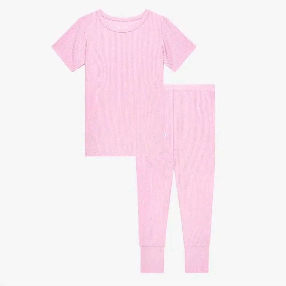 NWT POSH PEANUT RIBBED POSH PINK SHORT SLEEVE BASIC PAJAMA 6/12M